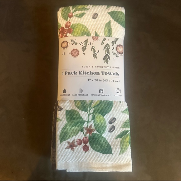 Town & Country Living 4 Pack Coffee Bean Cotton Kitchen Towels - Picture 9 of 9